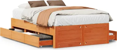 Image de vidaXL Lit en bois massif sans matelas avec tiroirs 120x200 cm
