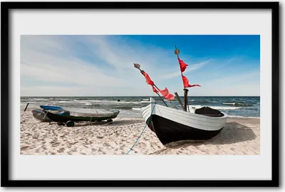 Produktbild von Bild 60x40 MDF-Rahmen Wandkunst Boot Strand-Landschaft