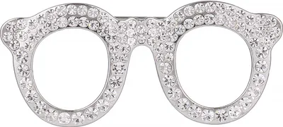 Produktbild von Brosche Brille aus Strass, Silber, transparente Kristallsteine, 5.6cm x 2.5cm