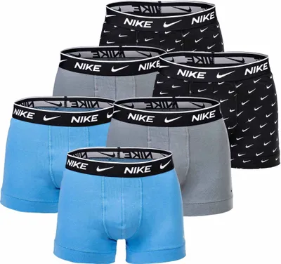 Produktbild von NIKE Herren Boxer Shorts, 6er Pack - Trunks, Logobund, Baumwolle Stretch Schwarz/Grau/Blau M