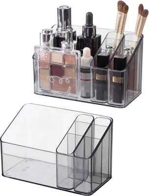 Obrázok produktu pre SHIMOYAMA organizér na make-up 2-pack plastový organizér na kozmetiku make-up toaletný stolík kúpeľňa make-up box