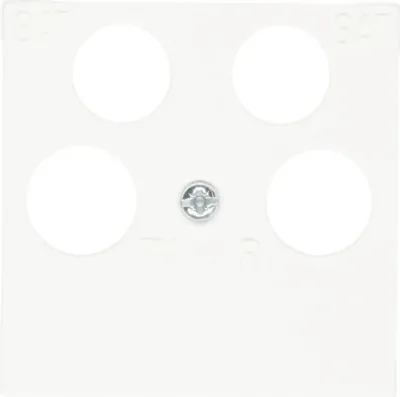Produktbild von Gira 025903 Zentralplatte 4-fach für Koaxial-Antennensteckdose + 2 zusätzlichen SAT-Anschlüssen Standard 55 reinweiß/glänzend