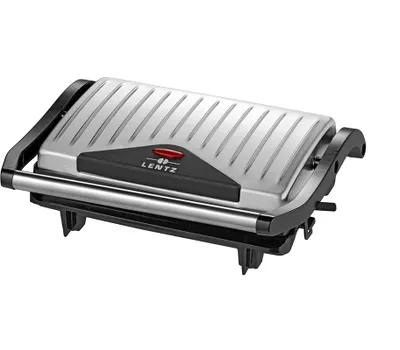 Produktbild von Kontaktgrill mit gebürstetem Edelstahldekor, 23x14,5cm 750 Watt, Lentz