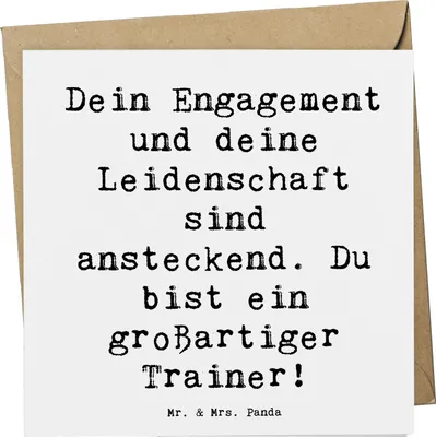 Produktbild von Mr. & Mrs. Panda Glückwunschkarte Spruch Großartiger Trainer - Weiß - Geschenk, Bedanken, Danke, liebevoll, Aufmerksamkeit, Wertschätzung, Freund, Grußkarte, Mut machen