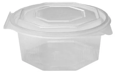 Produktbild von 50x Achteckbecher klar mit angehängtem Deckel  750 ml (PP)