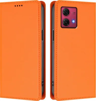 Produktbild von Handyhülle für Motorola Moto G84, Kunstleder Klapphülle Stoßfeste Magnetische Hülle mit Ständer Orange