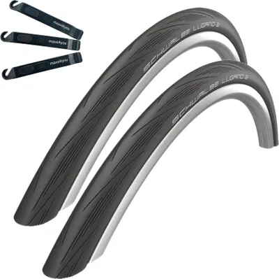 Zdjęcie produktu dla 2 x opony do rowerów szosowych Schwalbe Lugano 2 28" w kolorze czarnym 25-622 (700 x 25C) wraz z łyżką do opon maxxi4you