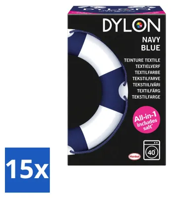 Obrázok produktu pre 15 kusov farby na textílie Dylon All-in-One – tmavomodrá – 350 g – výhodný balík