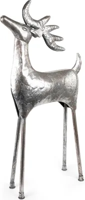 Produktbild von Riffelmacher Deko-Hirsch stehend | Silber Antik | 89 cm hoch | Aus Metall | Weihnachtsfigur elegant & stilvoll | 12588