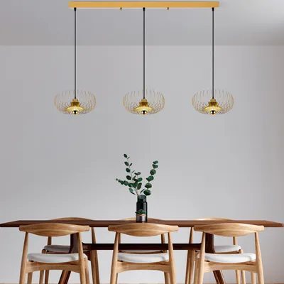 Immagine prodotto di Opviq, Karsortel - N-641-3, lampadario, oro, corpo in metallo, 144 x 36 x 25 - 111 cm