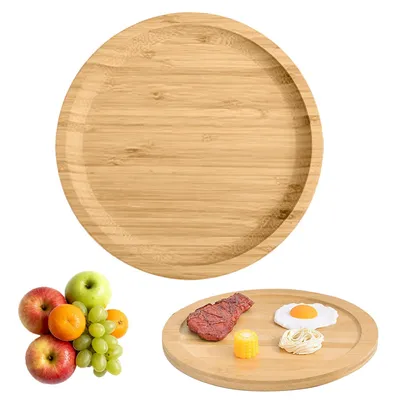 Image de Solidchoice - Bol à servir rotative en bois de bambou, 30 cm