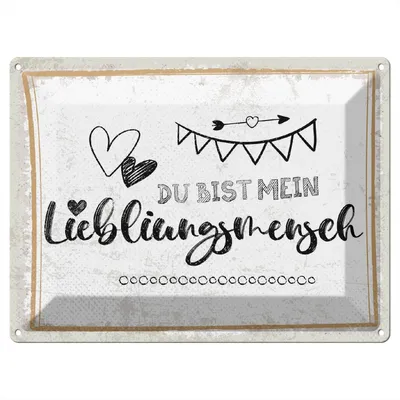 Produktbild von Blechschild Wandbild in : Brillante Farben, Größe 30 x 40 cm Motiv Blechschild Spruch 30x40 cm du bist mein Lieblingsmensch Herzen Deko Schild