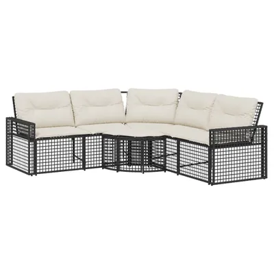 Produktbild von "WINTER SALE" Gartensofa - Balkonmöbel/Loungeset - elegantes Design - in L-Form mit Kissen und Fußbank Schwarz Poly Rattan - 208x208x80cm - Gartensofas NeuMöbel959908
