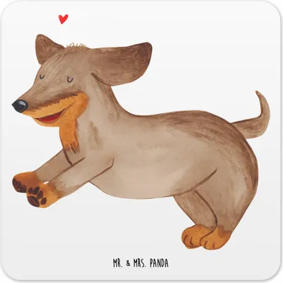 Produktbild von Mr. & Mrs. Panda Tassenuntersetzer Hund Dackel 6er Set - Weiß - Geschenk, Dachshund, Herz, Coaster, Getränke-Untersetzer, Tischuntersetzer, Sprüche, Glas-Untersetzer