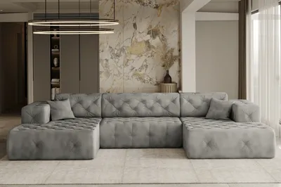 Zdjęcie produktu dla Sofa w kształcie U LUX narożnik tkanina Whisper szary