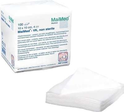 Produktbild von Maimed Vlieskompressen unsteril 4-lagig 100 Stück 10 x 10 cm