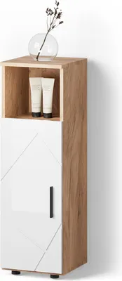 Immagine prodotto di Mobiletto bagno Livinity Ronco Bianco lucido/oro power oak 30 x 95 cm, Model 52824