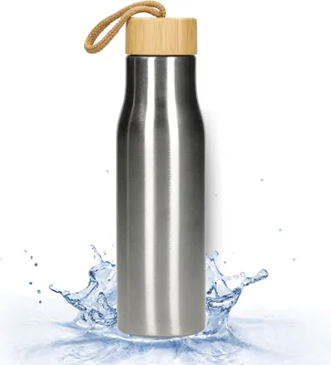 Obrázek produktu pro Láhev na vodu 500 ml "Copenhagen" - Nepropustná láhev na pití z nerezové oceli - sportovní láhev bez BPA - ideální pro sycené nápoje - stříbrná