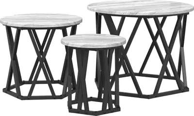 Produktbild von "2026 MODERNE" Nesting Beistelltisch 3er Set,multifunktional& Moderne - Graues Sonoma - Kaffeetisch CC4590819