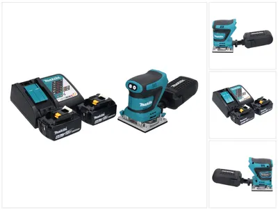 Produktbild von Makita DBO 482 RG Akku Schwingschleifer 18 V 112 x 102 mm + 2x Akku 6,0 Ah + Ladegerät