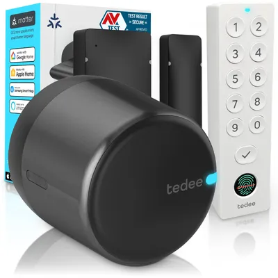 Image de Tedee GO2 Alu Serrure Connectée avec Keypad PRO et Capteur de Porte | Empreinte Digitale, Verrouillage Automatique | Compatible Matter, Alexa