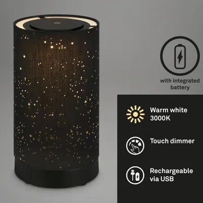 Produktbild von Tischleuchte Briloner LED 3W Akkulampe schwarz Tischlampe