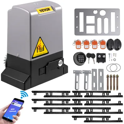 Produktbild von VEVOR Schiebetoröffner, 1800 kg, 7 m, Schiebetorantrieb mit 4 Fernbedienungen und APP-Steuerung, Elektrischer Rolltormotor für Auffahrten, Komplettes Hardware-Sicherheitssystem-Kit für Torantriebe
