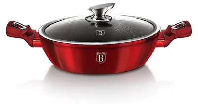 Produktbild von Berlingerhaus runde Auflaufform mit Marmoroberfläche und Deckel 32 cm Burgundy Metallic Line BH-1264