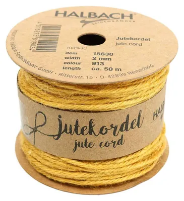 Image de Halbach corde de jute ruban de décoration corde jaune miel pour le bricolage rouleau de 50m