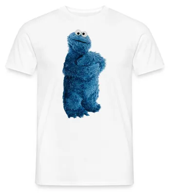 Produktbild von Spreadshirt Sesamstraße Krümelmonster Pose Männer T-Shirt, S, Weiß