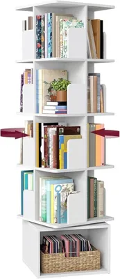 Image de Étagère pivotante Azomor à 5 niveaux – Étagère de rangement pivotante à 360° – Étagères ouvertes sur pied – 40 x 40 x
