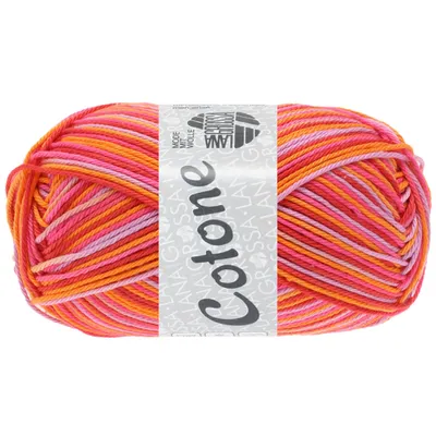 Produktbild von Lana Grossa Cotone Baby, Print, Mouliné, Spray, Denim (Baumwolle), Farbe:342 - Pink/Flieder/Apricot/Himbeer