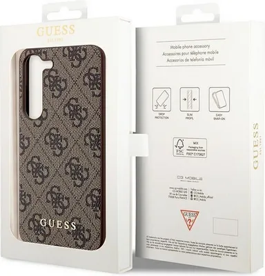Obrázek produktu pro Pouzdro Guess Guhcs23Sg4Gfbr S23 S911 - Hnědé 4G Kovové Zlaté Logo