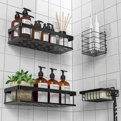 Produktbild von Famanu Badezimmer Organizer Set 4-teilig - Selbstklebend und Wasserfest