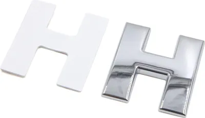 Produktbild von Silberfarbener Metall-H-Buchstaben-Alphabet-Aufkleber, Emblem-Abzeichen-Aufkleber für Auto
