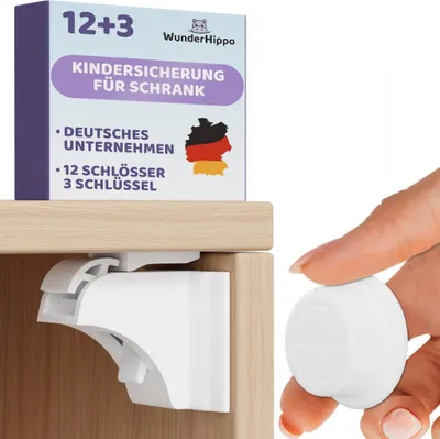 Produktbild von Magnetische Kindersicherungen 12 Schlösser+3 Schlüssel, weiß
