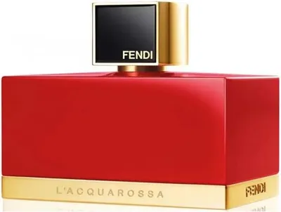 A studio shot of a Fendi L'Acquarossa perfume bottle.