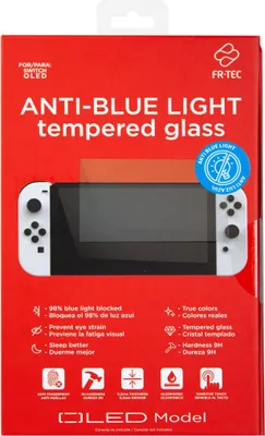 Productafbeelding van Blade Gaming FT1055, schermbescherming, Nintendo Switch OLED, transparant, gehard glas, anti-reflecterend schermbeschermingsfolie, 9H