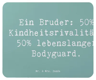 Produktbild von Mr. & Mrs. Panda Mauspad Spruch Bruder Bodyguard - Meeresbrise - Geschenk, laptop, Familienbande, Familie, Freundschaft, herzerwärmende Sprüche, mousematte, Schutz