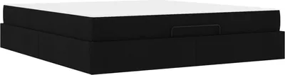 Image de Cadre de lit avec matelas 2 pcs Noir tissu