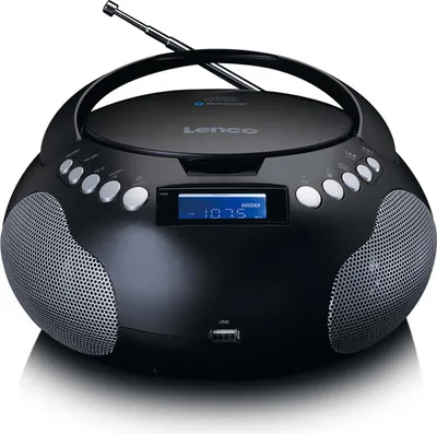 Produktbild von Lenco SCD-331BK - Tragbares FM-Radio mit CD/MP3-Player - Bluetooth® - USB-Eingang - AUX-Eingang - Batterie- oder netzbetriebenes Radio