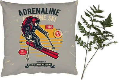 Produktbild von MuchoWow® Zierkissen Sofakissen Wohnzimmer Dekokissen 40x40 cm Ski - Sport - Jahrgang - Foto Kissen - Schlafzimmer Dekoration