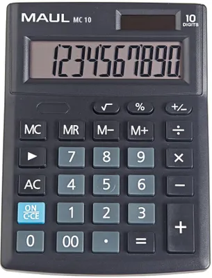 Produktbild von MAUL Tischrechner MC 10 LCD-Anzeige 1-zeilig, 10 Ziffern Solar Batterie 13.7 x 10.3 x 3.1 cm schwarz
