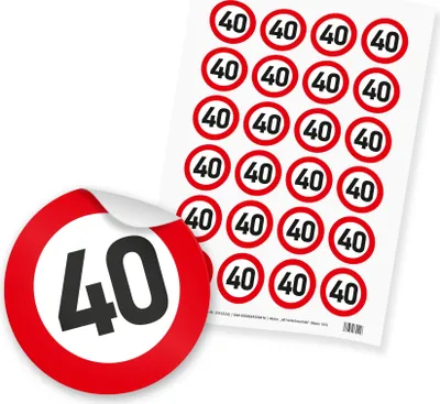 Produktbild von itenga 24x Sticker "40" Verkehrsschild (Motiv 105)