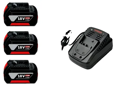 Zdjęcie produktu dla Akumulatory zamienne, 18V, pojemność 8000mAh, zestaw 3 sztuk, ładowarka 18V