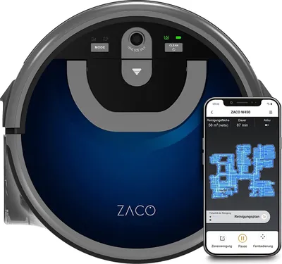 Produktbild von Zaco Robot W450, Beutellos, Blau, Rund, 0,9 l, Ladend, 72 dB
