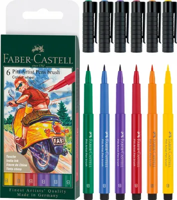 Obrázek produktu pro Faber-Castell 167174, 6 barva/barev, Modrá, Zelená, Oranžová, Růžová, Fialová, Žlutá, Vícebarevný, Kulatý, Plast, Dospělí a děti
