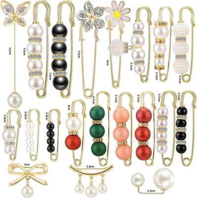 Produktbild von 20 Stück Perlenbroschennadeln, Broschennadeln für Damen, modische Kleidung, Pullover, Schalclips, Cardigan-Sicherheitsnadel, Brosche für Damen, Kleider, Röcke, Pullover, Dekorationszubehör
