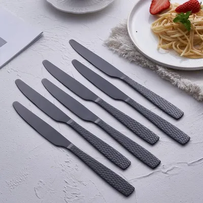 Productafbeelding van Dinerbestek, roestvrij staal, 21,9 cm, zwaar tafelmesser, bestekset, metalen messen, 6-delig