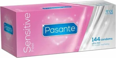 Produktbild von Pasante Regular 144, Männliches Kondom, weich, Pink, Transparent, Latex, 54 mm, 190 mm